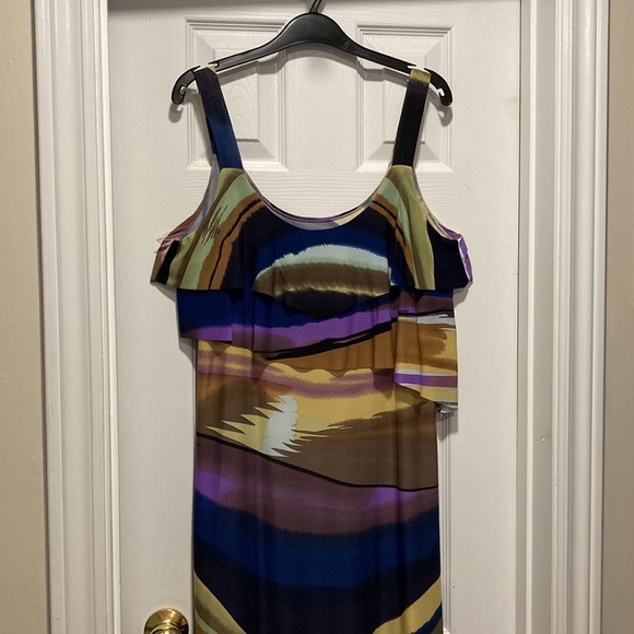 NWOT - Pretty Young Thing Round Neck Colourful Tiered Ruffled Summer Dress -Sz L - Picture 12 of 12